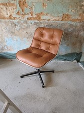 1 Fauteuils  Vintage CHARLES POLLOCK  / Cognac "Visiteur"  pour KNOLL           