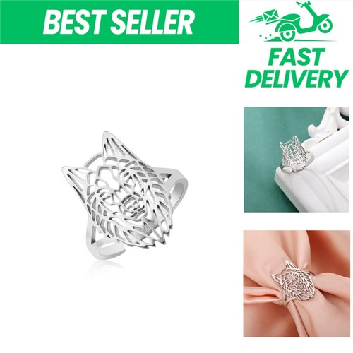 Bague loup biker acier - loup,