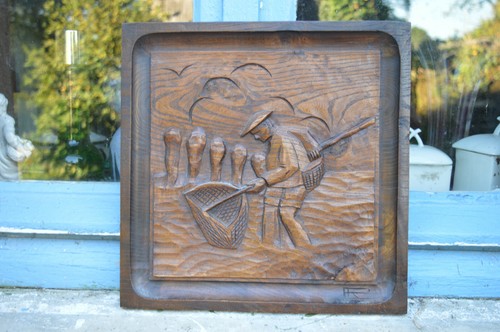 Bas relief bois sculpté - bois,
