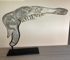 Sculpture Ethnographique Ancienne Sur Os Dragon Indonésie Dayak 19 eme ?