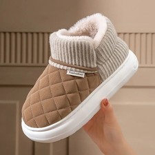 Chaussons Peluche Homme Femme Pantoufles Chaudes Hiver Maison Semelle Souple