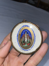 Ancien Pendentif religieux Notre-Dame de Fourvières , priez pour nous 5,9 cm