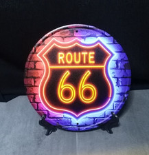 Plaque métal vintage Route 66 20x20 cm ronde Neuve