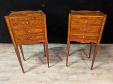 Paire De Chevets De Style Louis XV En Marqueterie De Bois De Rose