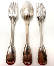 🇫🇷 3 couverts en argent massif Minerve XIXe siècle 240 gr poinçon d'orfèvre LL