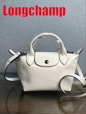 Longchamp Pliage Cuir XS White