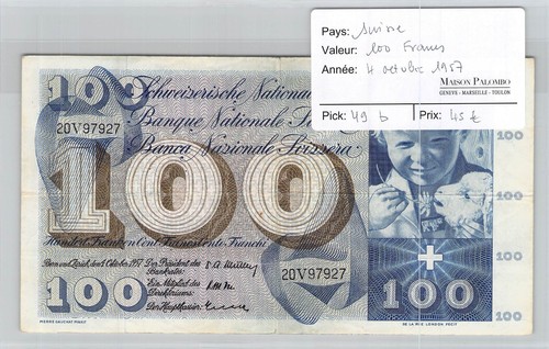 Billet suisse 100 francs - 100,