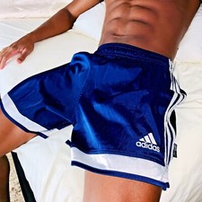 Adidas 90s Rare Glanz Vigo Satin Football Short Nylon Bleu Marine Blanc Large