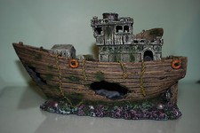 Superbe Aquarium Détaillé Accords Mer Chalutier Bateau 29 x 11 x 17 CM Poisson