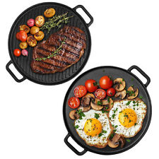 Grille Barbecue Ronde - Plaque Fonte Réversible 30 cm Face Plate Face Striée