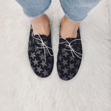 ANNIEL CHAUSSURES DAIM NOIRES ETOILES PAILLETÉES POINTURE 36 NEUVES /EMBALLAGE