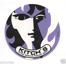 Autocollant Sticker Pub - magasin de vêtements Kitsch's Nancy an. 1970