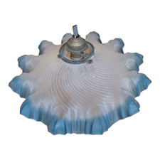 Suspension en Verre Festonné Bleu des années 60  ❤️ Douille et Griffe laiton