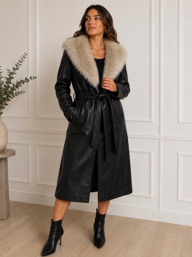 Manteau ceinturé cuir - manteau,