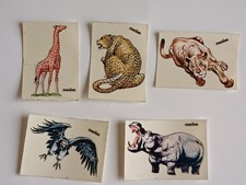 lot 5 petits stickers chocolat Menier animaux sauvages ( 4,5 cm/ 6 cm )