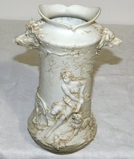 ANCIEN VASE ART NOUVEAU FEMME BISCUIT DE PORCELAINE BERNARD BLOCH ? FIN XIXème