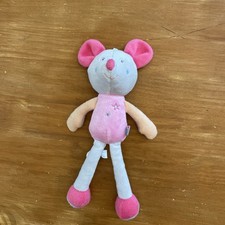 Sucre d'orge doudou peluche souris rose orange gris Bleu Fleurs 30 Cm