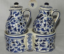 Huilier-Vinaigrier Faïence Camaïeu bleu (Signature à identifier)