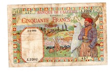 Algeria Algerie Billet 50 FRANCS  1/5/1945 P87 BON ETAT