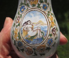 Rare ancien huilier en faïence de Moustiers XVIIIe Olérys Laugier incomplet.