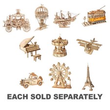 Robotime Kit de puzzle en bois 3D classique à collectionner découpé au laser, à