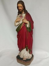 Ancienne statue en plâtre du Christ début XXe siècle - excellent état - 39 cm