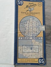 carte plan Michelin 1945 Libération St Brieuc Rennes Bretagne Normandie Vire