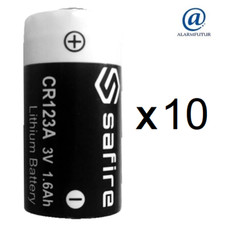 Lot de 10 piles lithium professionnelle CR123A SAFIRE (vrac/bulk) 3 v 1600 mAh