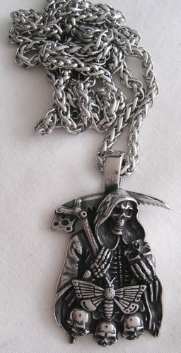 Pendentif skull faucheuse - pendentif, la