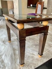 Bout de divan/chevet en chêne massif teinté wengé, verre biseauté haut de gamme 