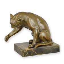 STATUE MODERNE SCULPTURE BRONZE CHAT QUI JOUE