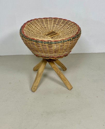 Tabouret rotin vintage - en,