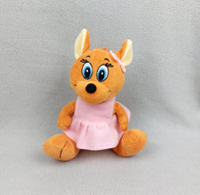 Peluche doudou kangourou Walibelle robe rose parc WALIBI 22 cm assis