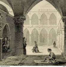 Turquie Israël Terre Sainte Bazar Saint Jean d'Acre Souk - Gravure originale XI