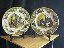 Faïence fine Empire 1810 - Creil - Deux assiettes militaires - Décor polychrome