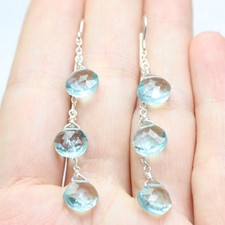 boucles d'oreilles quartz bleu