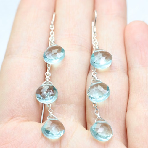 Boucles oreilles quartz bleu - quartz,