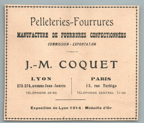 1916 coquet pelleteries - 1916,