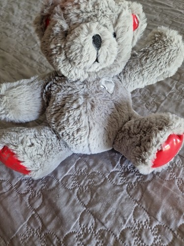 Doudou ours gris rouge beauty - gris,