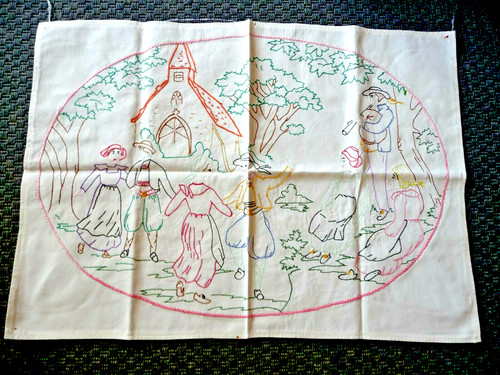 Linge ancien dessus coussin - ancien,