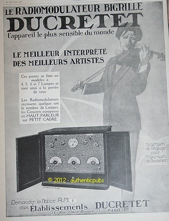 Publicite 1927 ducretet - publicite, de
