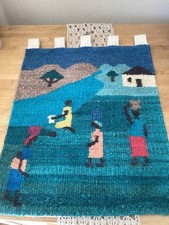 Tapisserie Artisanale En Laine Ethnique Bord D’eau Vintage Murale