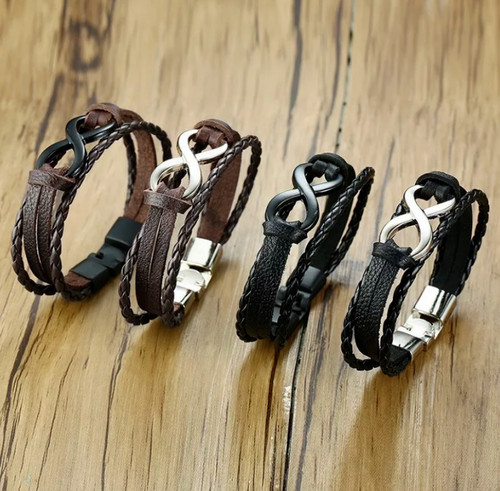 Bracelet cuir acier - , inoxydable