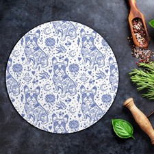 Planche à Découper Circulaire en Verre Imprimée 40 cm Bleu français bouledogue