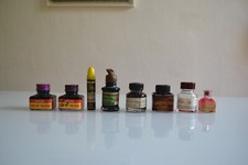 lot de 8 ancien flacon d'encre encrier vide