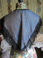 Ancien fichu soie ,perles de jais