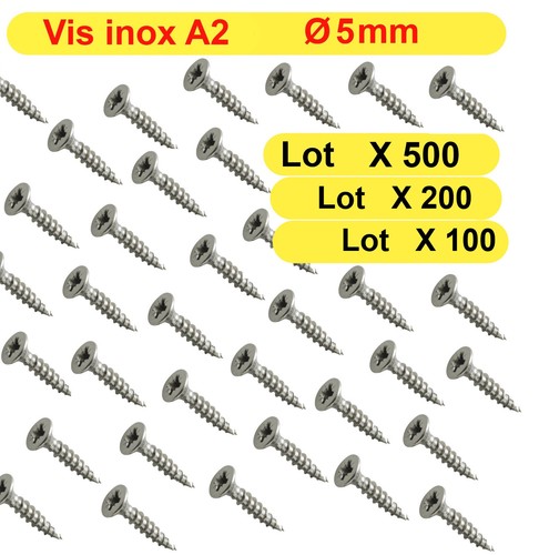 Vis bois inox 5mm - inox, a2