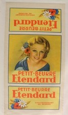 AFFICHE ANCIENNE 1920-30 BOITE BISCUIT PETIT BEURRE ETENDARD PUB VINTAGE LU 