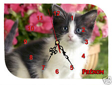 horloge pendule murale REF F018 CHAT CHATON à personnaliser PRENOM  AU CHOIX