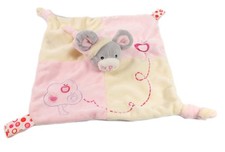 Doudou plat Souris rose